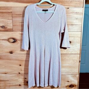 Lane Bryant Soft Pink 3/4 Sleeve Flared Skirt SweaterDress Feminine Cottagecore